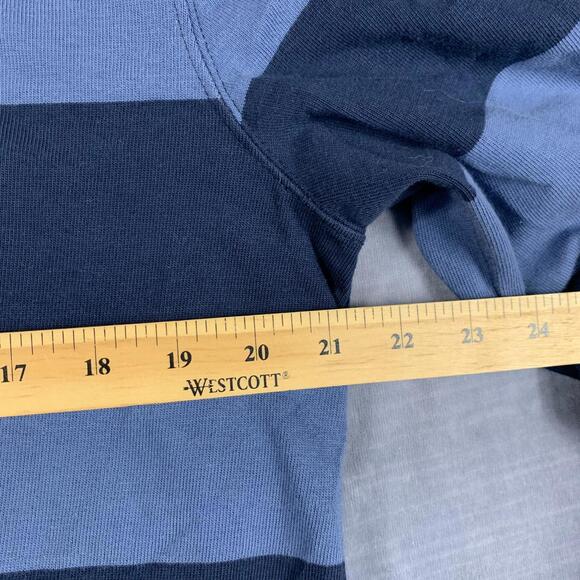 NWT Denver Hayes Mens Size L Navy Blue Striped Long Sleeve Polo Shirt Modern Fit - Picture 9 of 10